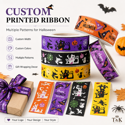 Customizable Printed Elastic Band - Breathable and Reusable Jacquard Webbing for Halloween Gifts and Crafts