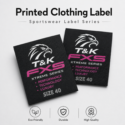Προσαρμοσμένη έντυπη ετικέτα ρούχων με λογότυπο για το εμπορικό σήμα αθλητικών ειδών